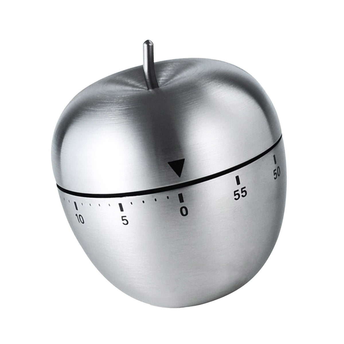 Fruit-shaped stainless steel mechanical kitchen timer with clear scale, portable design, ideal for cooking and nursing reminders for babies.