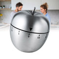 Fruit-shaped stainless steel kitchen timer with clear scale, portable mechanical countdown for cooking or reminders.