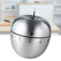Cute fruit-shaped stainless steel kitchen timer with clear 60-minute scale, portable mechanical countdown for cooking or nursing reminders.
