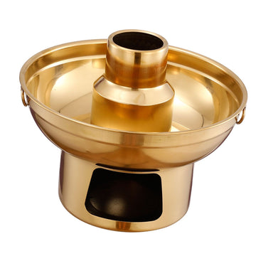 Stainless steel 22cm dessert pan for ice cream, fruits, and fondue, ideal for baby and kids feeding and dessert presentation.