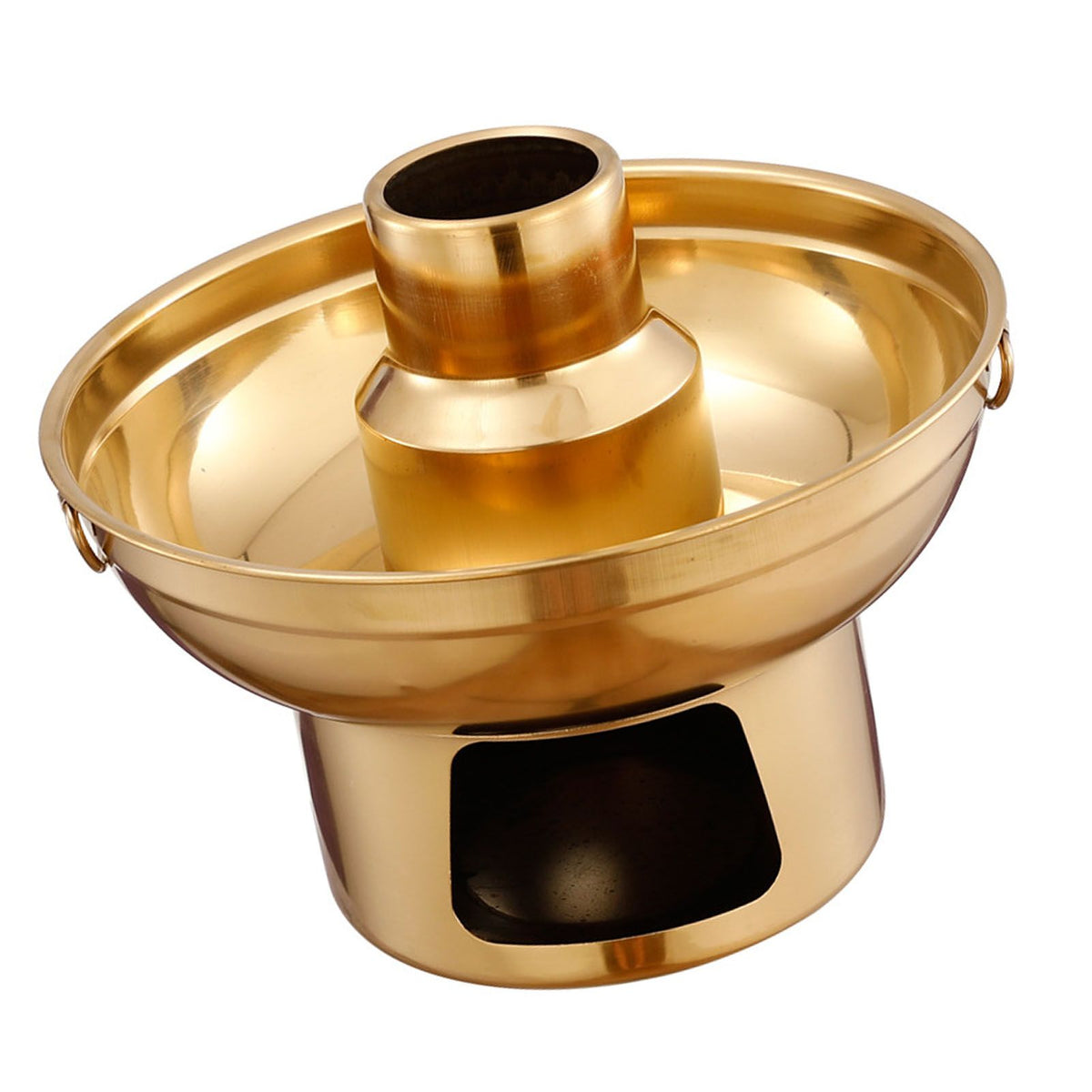Stainless steel 22cm dessert pan for ice cream, fruits, and fondue, ideal for baby and kids' nursing and feeding presentations.