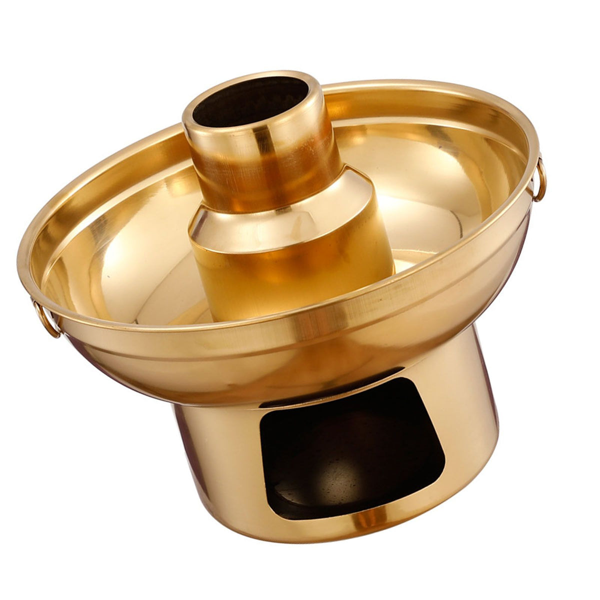 Stainless steel 22cm dessert pan with fountain for ice cream, fruits, and dry ice, ideal for baby and kids nursing and feeding.