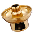 Stainless steel 22cm dessert pan with fountain for ice cream, fruits, and dry ice, ideal for fondue and dessert presentation.