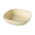Large round plastic fruit plate with diamond stripe pattern, ideal for snacks and candies on living room coffee tables.