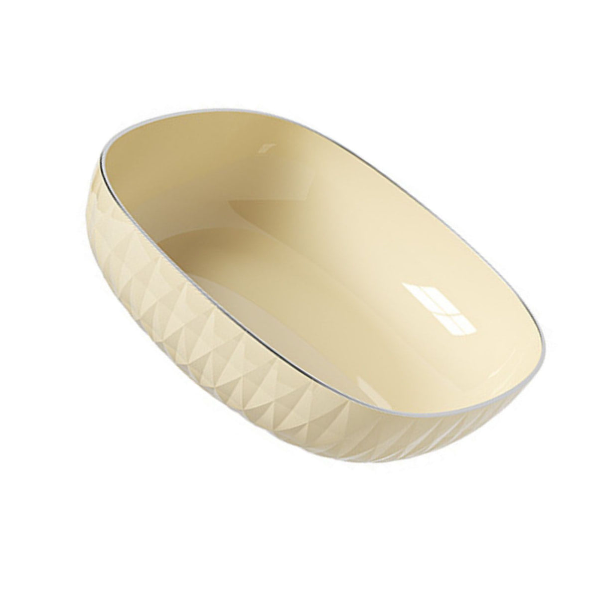 Large round plastic fruit plate with diamond stripe pattern, ideal for snacks or candies in living rooms or coffee tables.