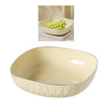 Round plastic fruit plate with diamond stripe pattern, large capacity, suitable for snacks, candies, or fruits on a living room coffee table