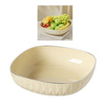 Large plastic fruit plate with diamond stripe pattern, ideal for snacks and fruits on living room coffee tables.