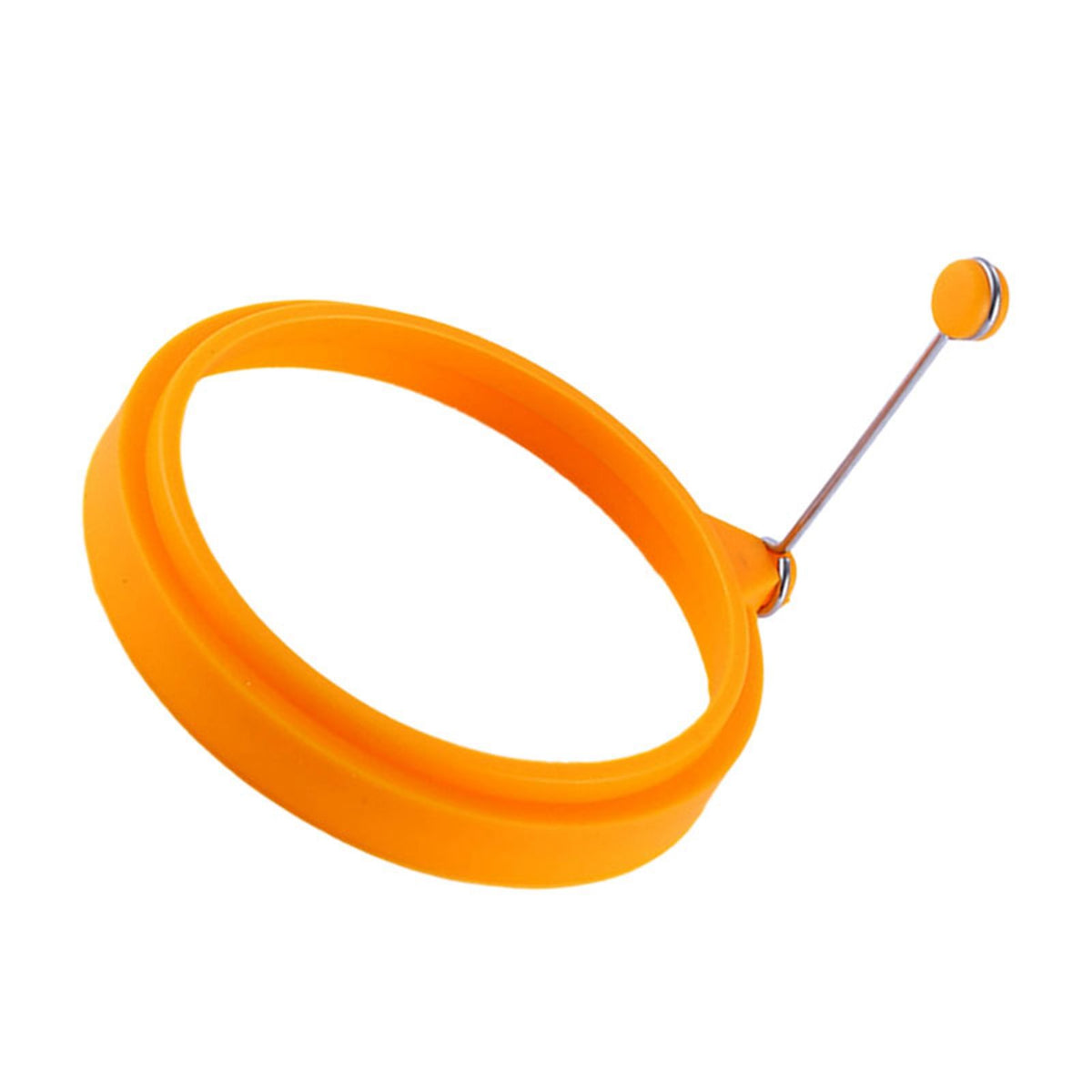 Orange silicone round egg ring for easy, reusable cooking of fried eggs and pancakes, ideal for breakfast and sandwich making.