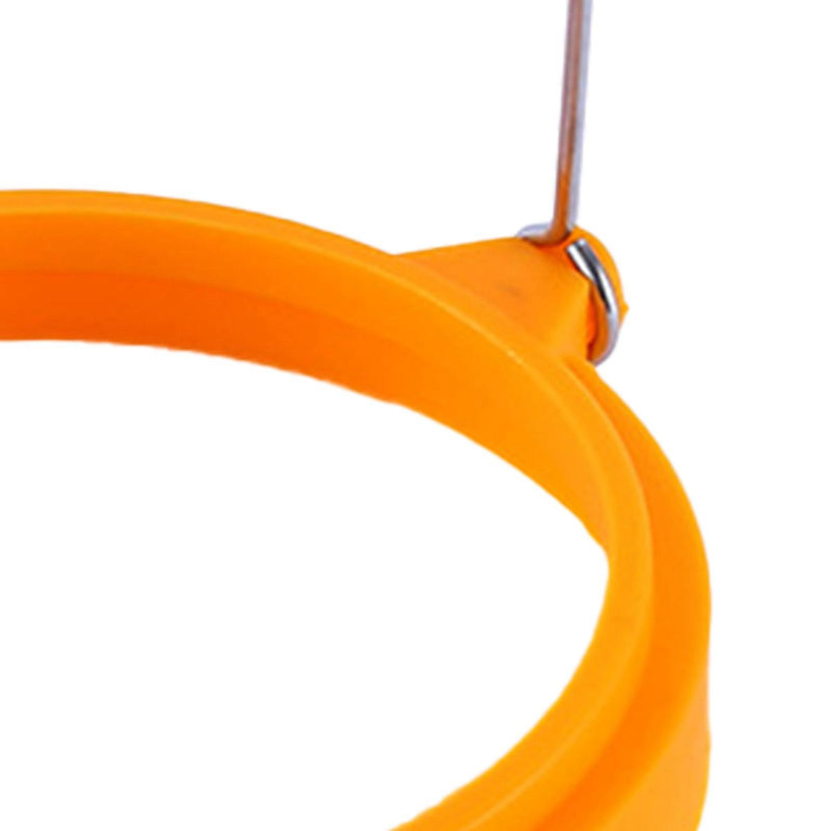 Orange silicone round egg ring for making fried eggs or pancakes, reusable and easy to clean, suitable for breakfast and sandwich prep