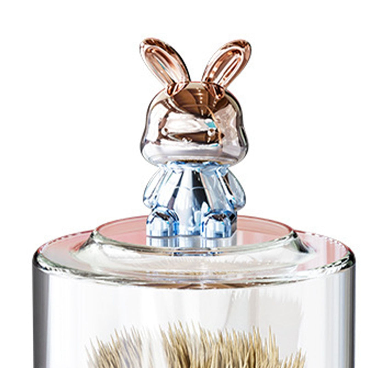 Large round toothpick holder with transparent rabbit lid, ideal for kitchen or restaurant use, from Everything Baby.