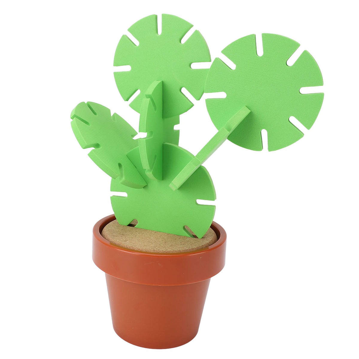 Cute cactus coaster with flowerpot holder, heat insulation, and anti-slip design, perfect for protecting tabletops in home decor.