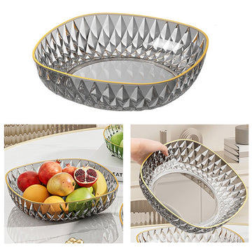 Fruit Bowl Light Luxury Plastic Round Candy Fruit Nut Snack Plate for Living Room Coffee Table