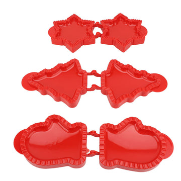 3pcs Pocket Pie Snowflake Mitt Xmas Tree Shape Press Dough Presser Pocket Pie Maker Set for Xmas Party Baking