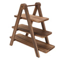 Wooden 3-tier serving tray with rectangular design, ideal for displaying cupcakes or snacks, farmhouse style wooden tiered platter