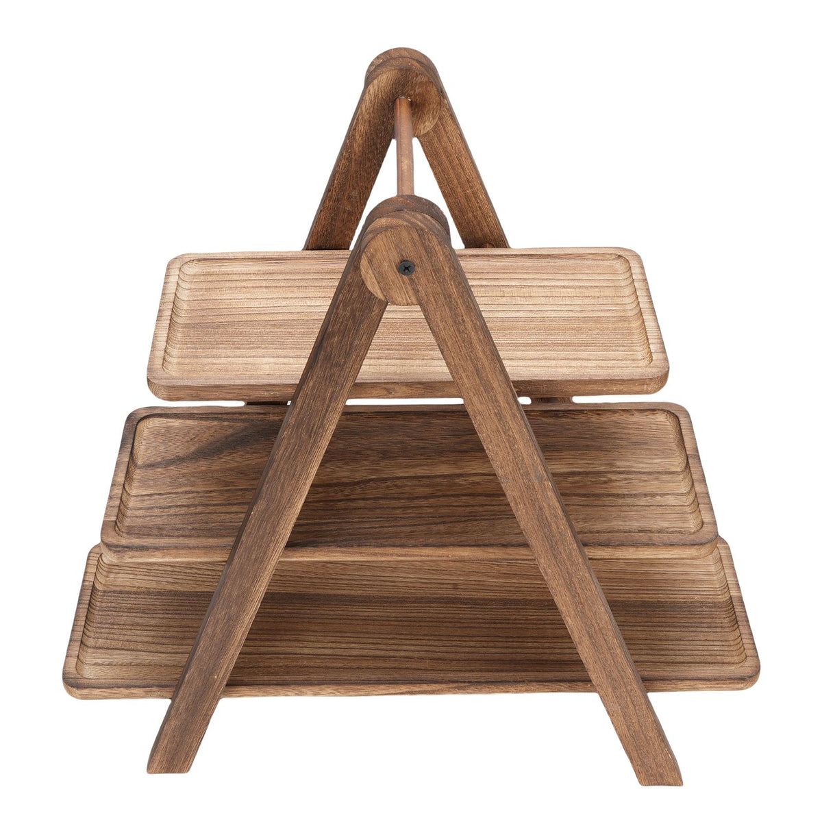 Wooden 3-tier serving tray with cupcake display, farmhouse style, rectangular platter, ideal for kids' tables and kids' party decor