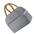 Grey reusable insulated lunch bag by Everything Baby, leakproof and freezable thermal food handbag for office, picnic, or outdoor trips.