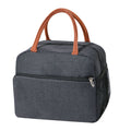 Black reusable insulated lunch bag for women and men, leakproof thermal food box ideal for office, picnics, and outdoor trips.