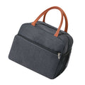 Black insulated reusable lunch bag for women and men, leakproof thermal food box for office, picnics, and outdoor trips.