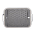 White rectangular plastic double-layer cup drying tray for drying water and snacks, ideal for baby and kids nursing and feeding.