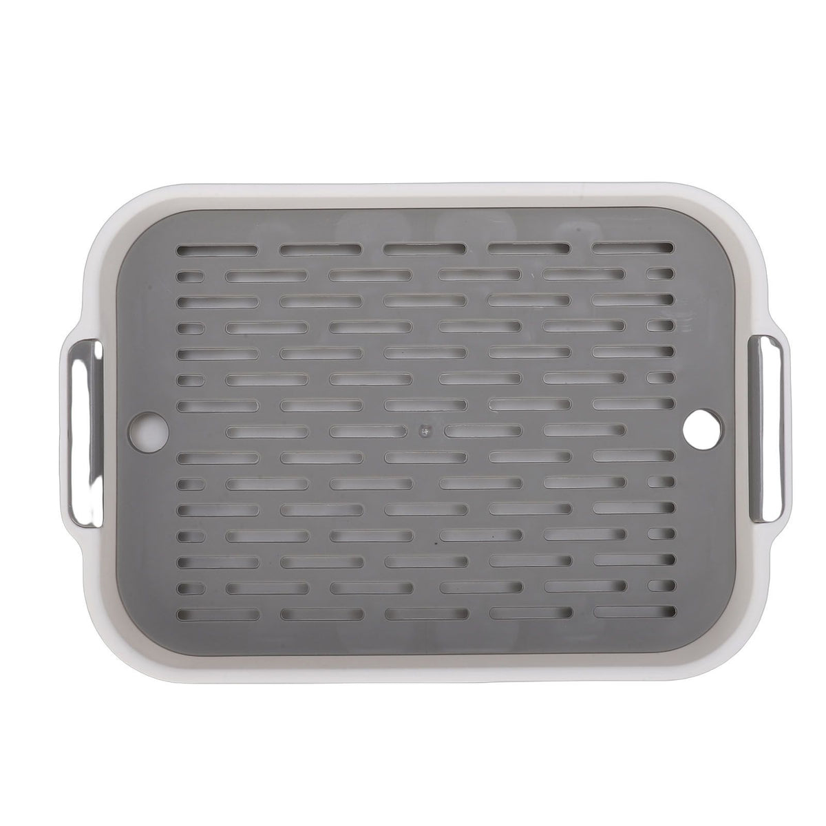 White rectangular plastic double-layer cup drying tray for drying water and snacks, ideal for baby and kids nursing and feeding.