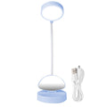 Blue mini desktop LED night light by Everything Baby, rechargeable USB desk light designed for kids and student study areas.