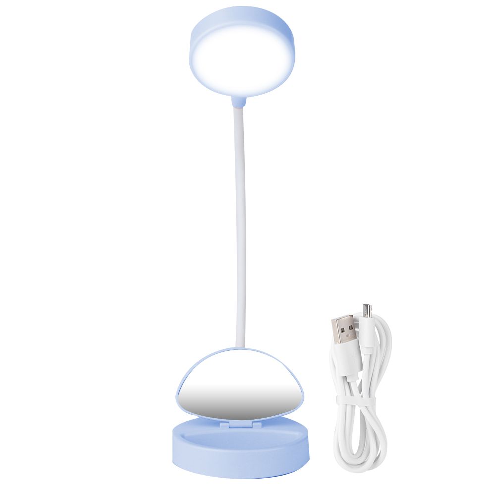 Blue mini desktop LED night light by Everything Baby, rechargeable USB desk light designed for kids and student study areas.