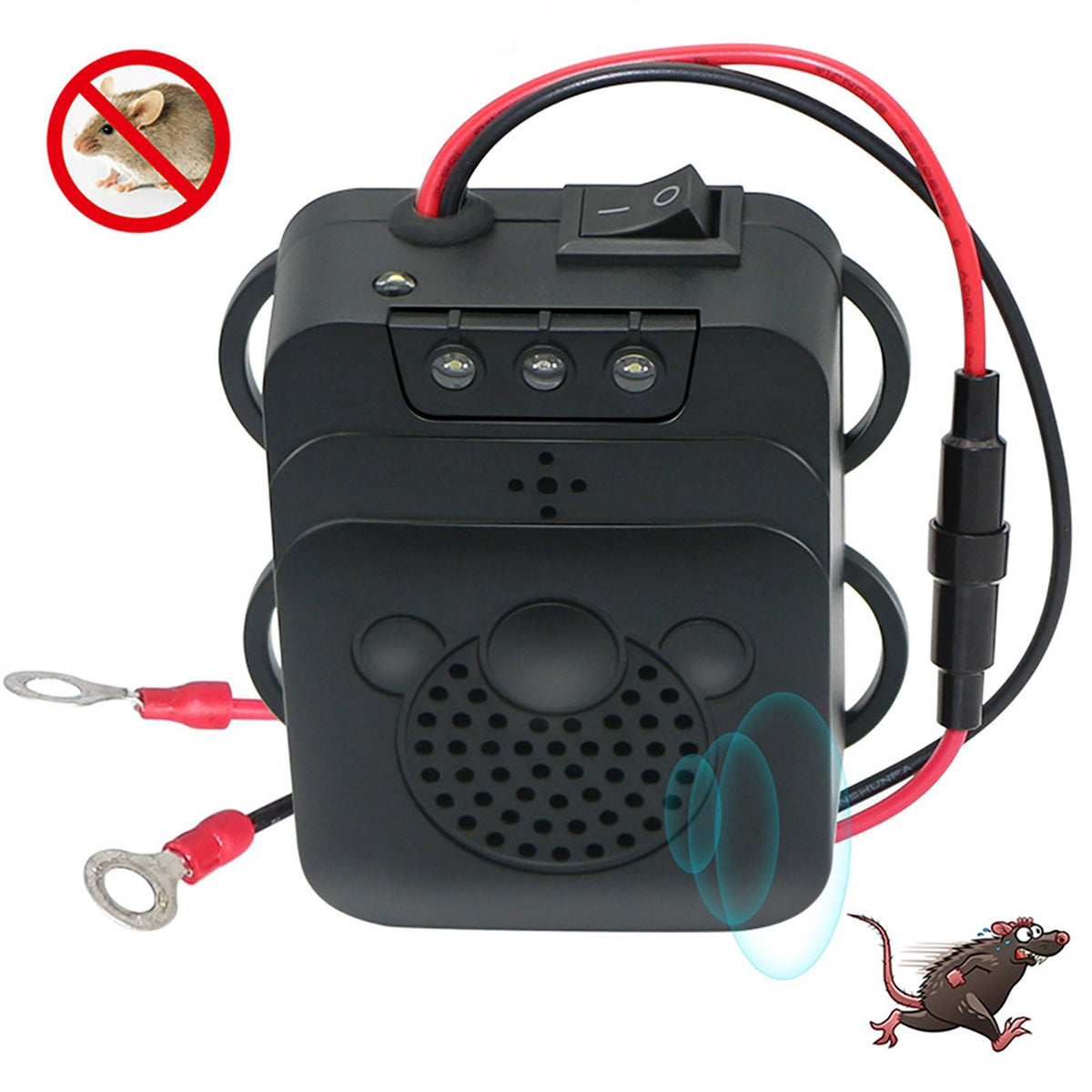 LED strobe light for vehicle-mounted ultrasonic rat repeller, 12V electronic mouse expeller, compatible with ride-on cars.