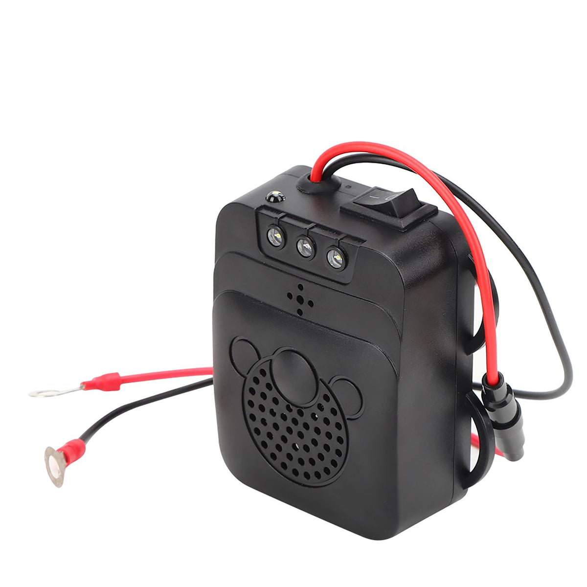 LED strobe light mounted on a ride-on car, designed for vehicle safety and visibility, with ultrasonic rat repeller features.