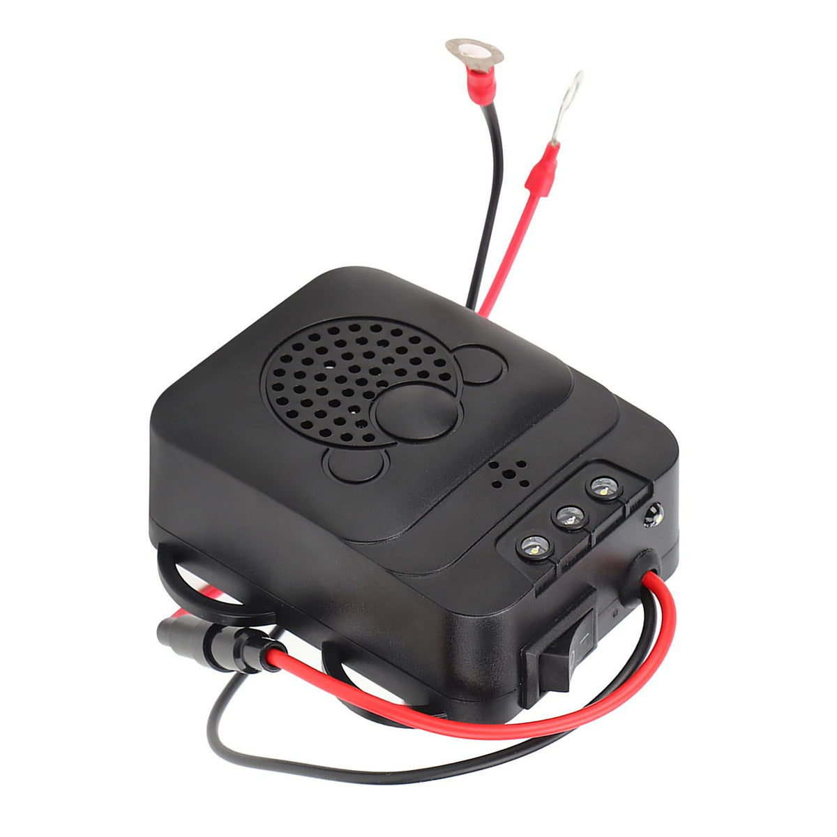 LED strobe light and ultrasonic rat repeller device mounted on a vehicle for pest control, 12V electronic rat repellent.