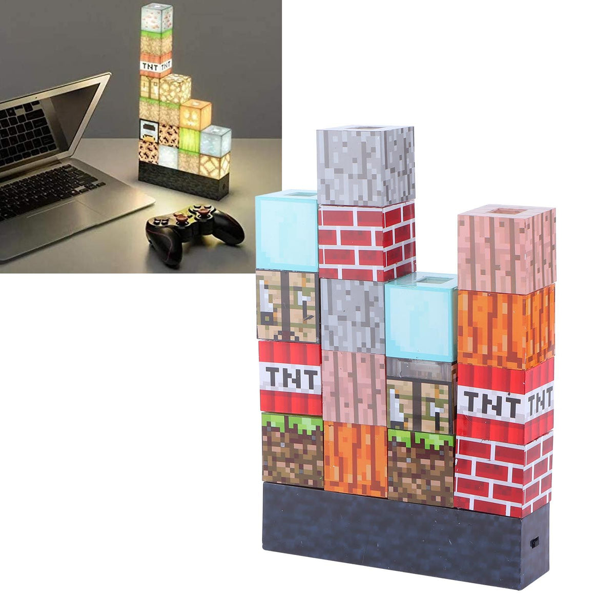 Colorful square splicing building block lamp by Everything Baby, USB-powered night light for kids and children in a playful design.