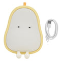 Cartoon pear-shaped LED night light made of silicone, perfect for children's bedrooms and pretend play decor.