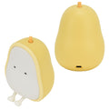 Cartoon pear-shaped LED night light made of silicone, perfect for children's bedroom decor and pretend play.
