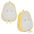 Cartoon pear-shaped LED night light made of silicone, ideal for children's bedrooms and pretend play decor.