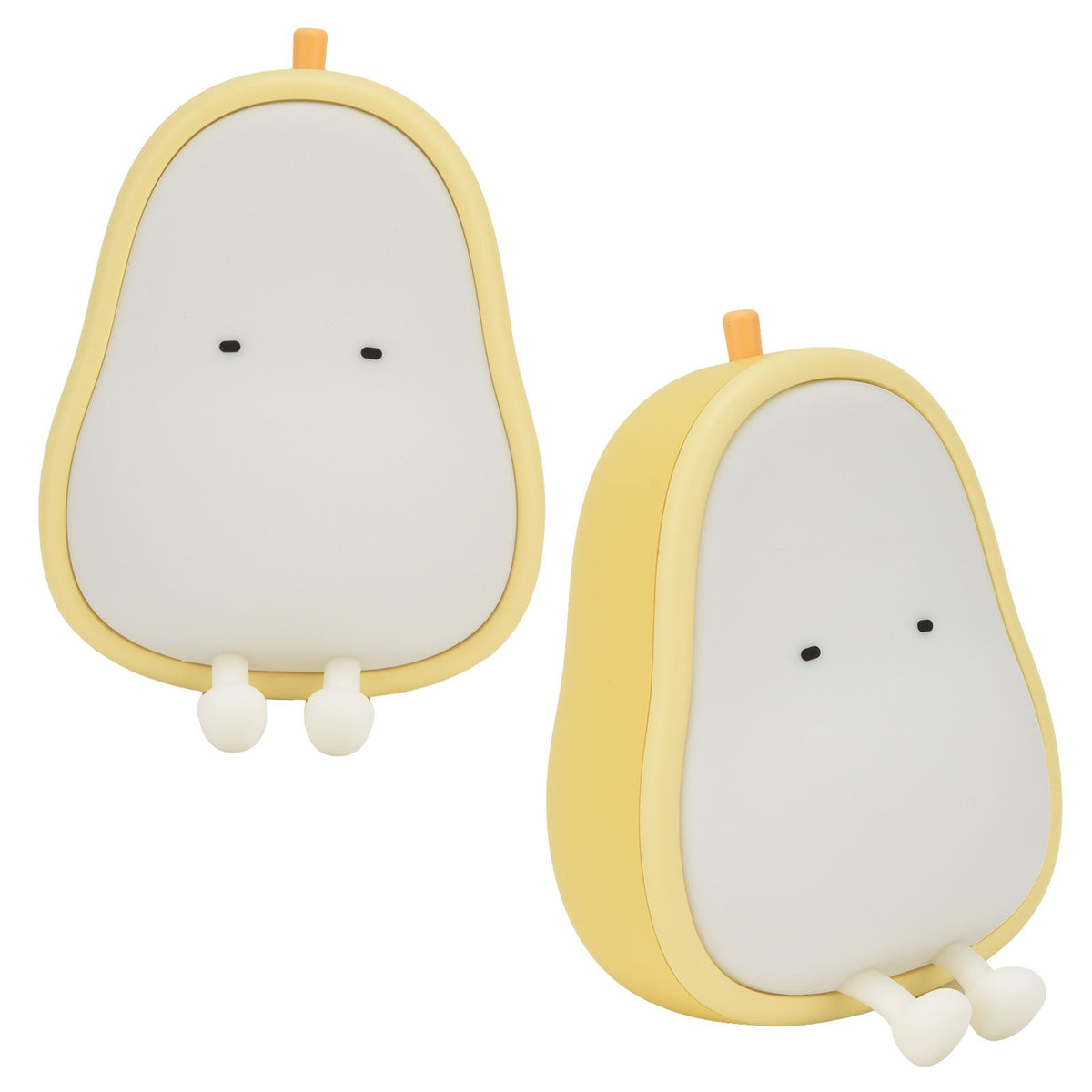 Cartoon pear-shaped LED night light made of silicone, ideal for children's bedrooms and pretend play decor.