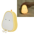Cartoon pear-shaped LED night light made of silicone, perfect for children's bedrooms and living room decor.