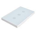 Glass panel 3-gang smart touch switch by Everything Baby, voice-controlled WiFi light switch for Google Home compatibility.