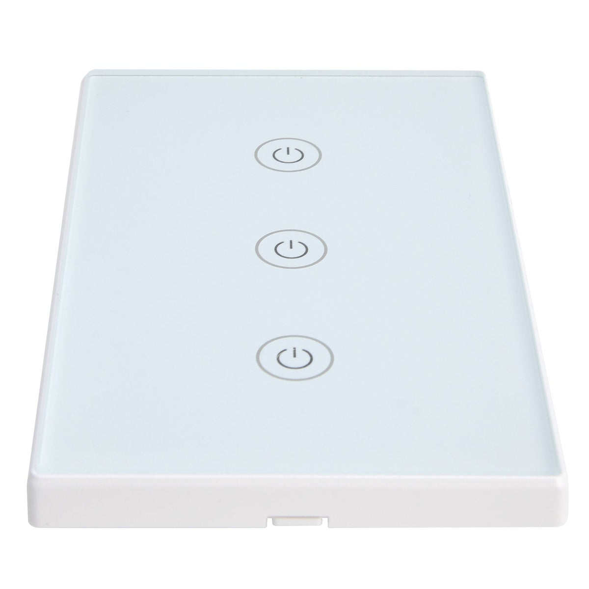 Glass panel 3-gang smart touch switch by Everything Baby, voice and WiFi remote control for Google Home, designed for safety gates.