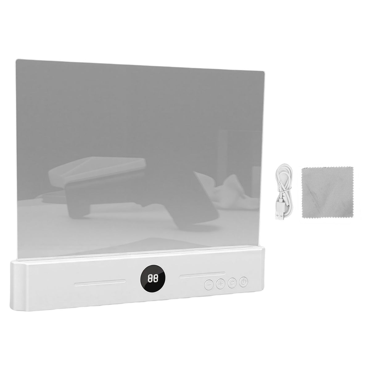 Rechargeable LED flat book light with 3 color options, dimmable, and timer, designed for kids' desks and study areas.