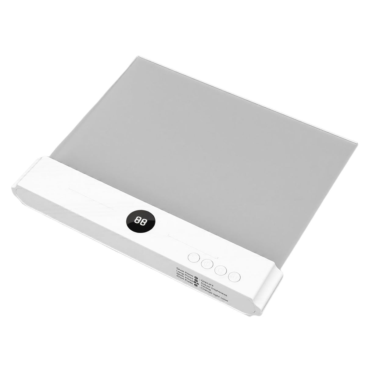 Rechargeable LED flat book light with dimmable 3-color settings and timer, designed for kids' study desks by Everything Baby.