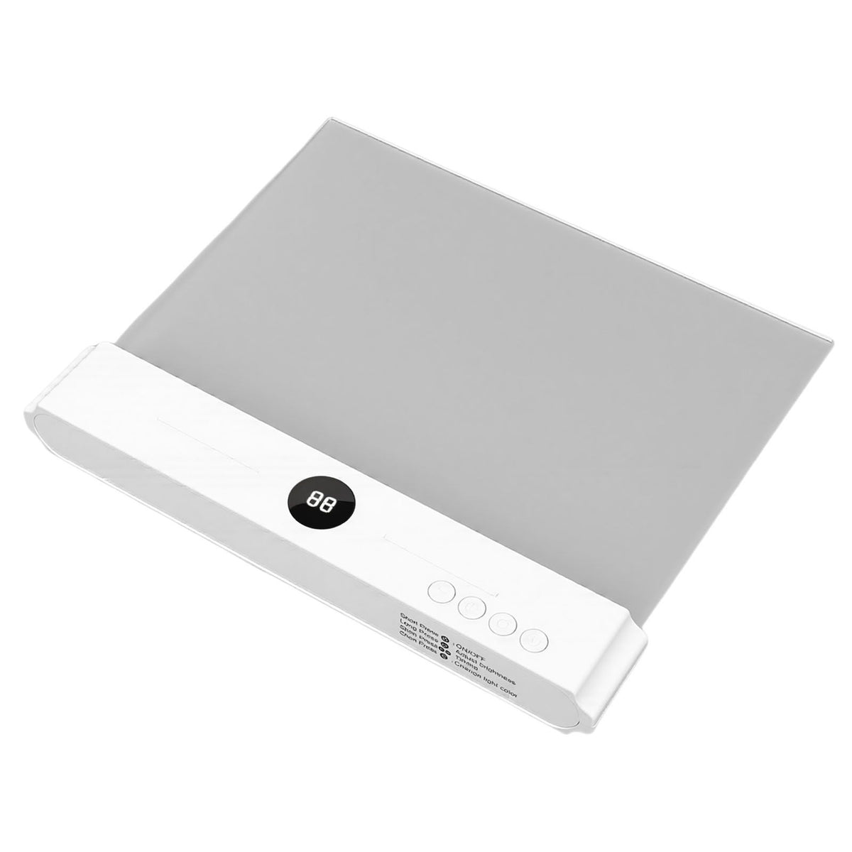LED flat book light by Everything Baby, rechargeable, 3-color dimmable reading light with timer on a kid's desk for home or dorm study.