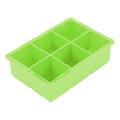 Green silicone ice cube maker with 6 cavities, designed for baby feeding and kitchen use, from Everything Baby.