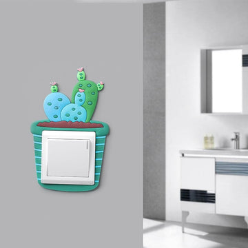 Luminous cartoon cactus glue sticker for home decor, cute and soft, ideal for living room or bedroom kids' pretend play.