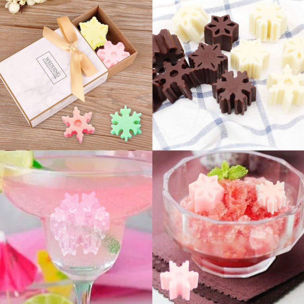 Blue silicone snow mould with 12 holes for baking, fondant, cupcake decorating, and dessert crafting, ideal for kids' baking projects.