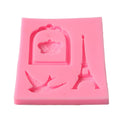 Silicone mold in cage tower shape for baking cookies, chocolates, and sugar paste, perfect for kid's pretend play and baking projects.