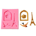 Silicone mold in cage tower shape for baking cookies and decorating with chocolate or sugar paste, suitable for pretend play baking.