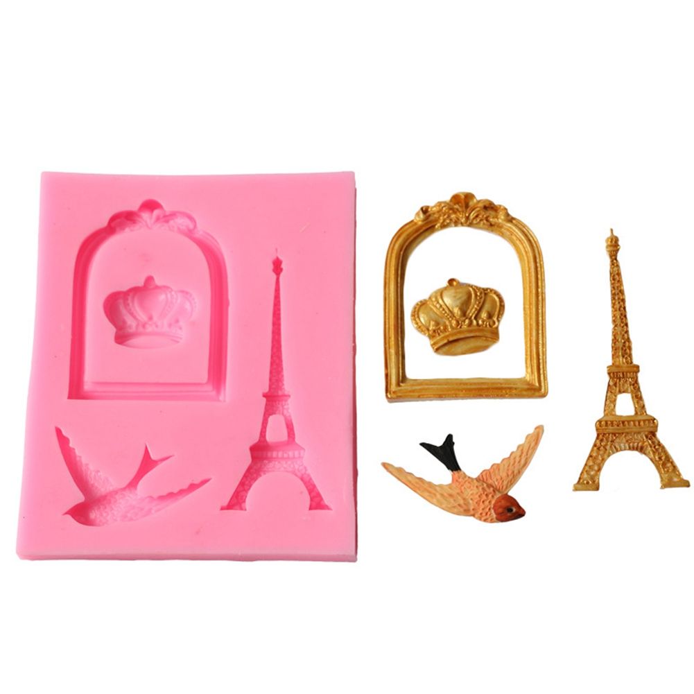 Silicone mold in cage tower shape for baking cookies and decorating with chocolate or sugar paste, suitable for pretend play baking.