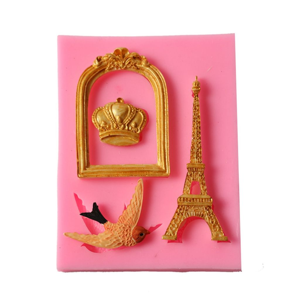 Silicone mold in cage tower shape for baking cookies, chocolates, and sugar paste, ideal for kids' pretend play and baking projects.