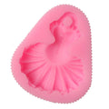 Silicone mold for baking dress shape cookies and cake decorations, featuring detailed design for baby and kids pretend play baking.