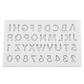 Gray silicone mold with letter shapes for cake decorating, ideal for fondant or chocolate, from Everything Baby.