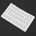Gray silicone mold with letter shapes for cake decorating, suitable for fondant and chocolate, by Everything Baby.